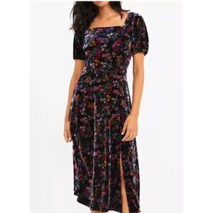 LOFT Floral Velvet Puff Sleeve Maxi Dress Size 6P NWT